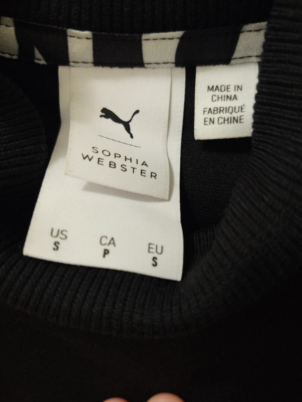 Sophia Webster Black PUMA Sweatshirt/Pant with Leopard Accent and Pink Piping - Picture 11 of 13